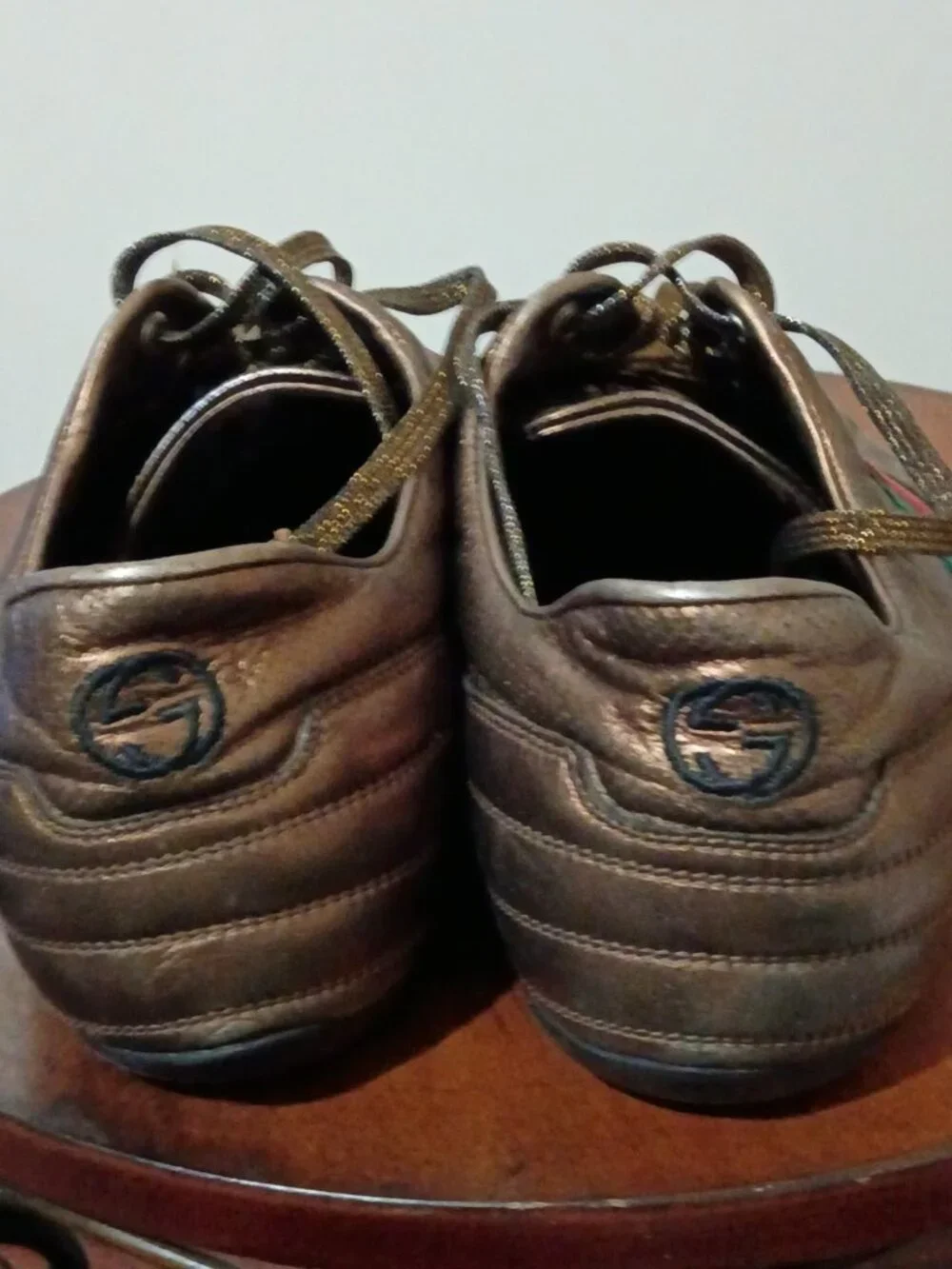Gucci (170576) Men's Sneakers Low Top Brown Metallic leather size U.S 9